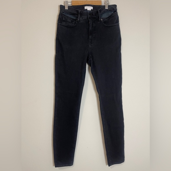 Good American Jeans Size 6 Ash Black Waist Slit High Rise Skinny Denim GLSW419T - Picture 3 of 14